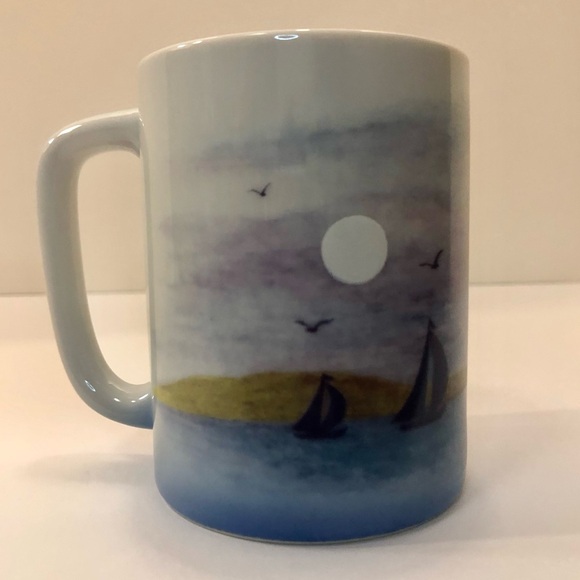 Otagiri Japan Nautical Tea Coffee Mug Lighthouse Sailboat Seagull Vintage D2.75" - Picture 3 of 13